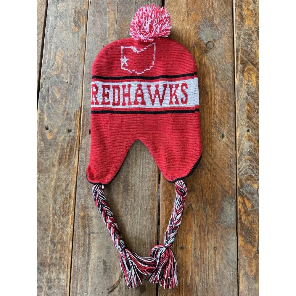 Miami Oxford RedHawks Hockey Hat Football Tassels Sports Adults One Size